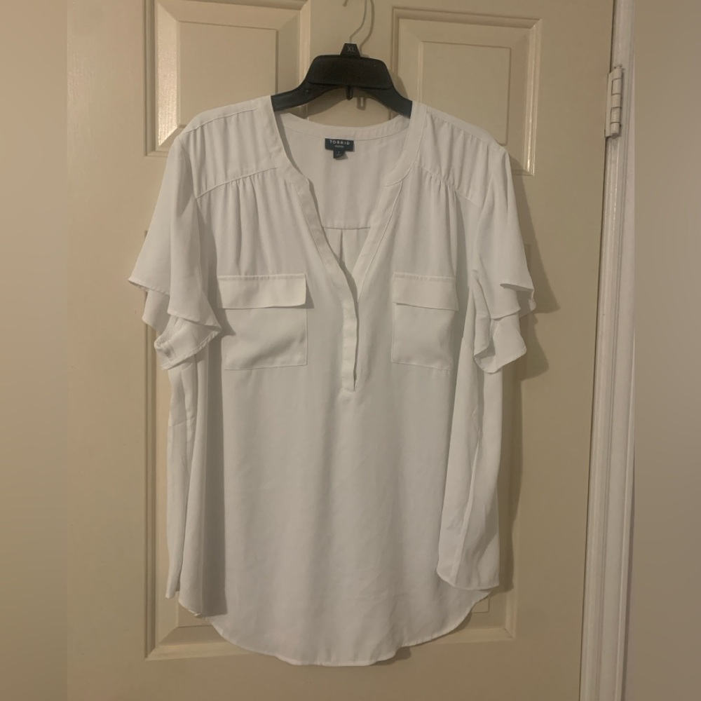 White Harper flutter sleeve blouse